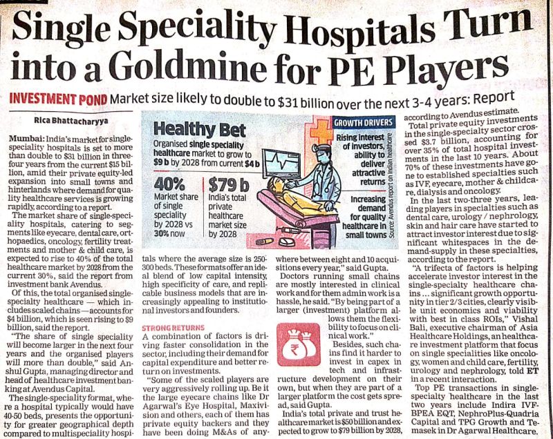 Single Specialty Hospitals turn into Goldmine