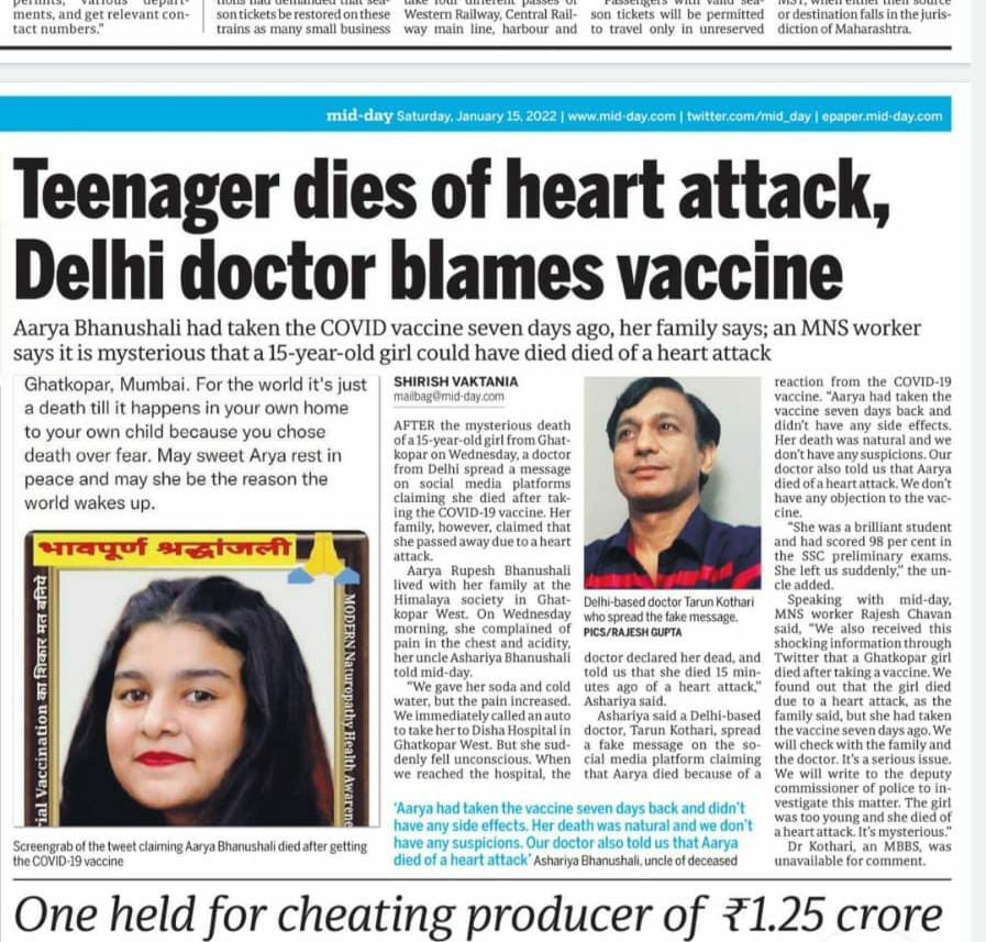 Teenager dies of heart attack, Delhi doctor blames vaccine