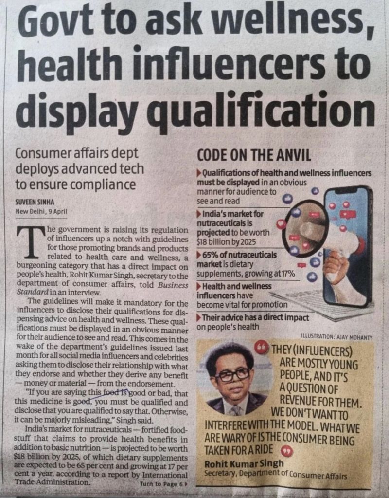Health Influencers need to show Qualification