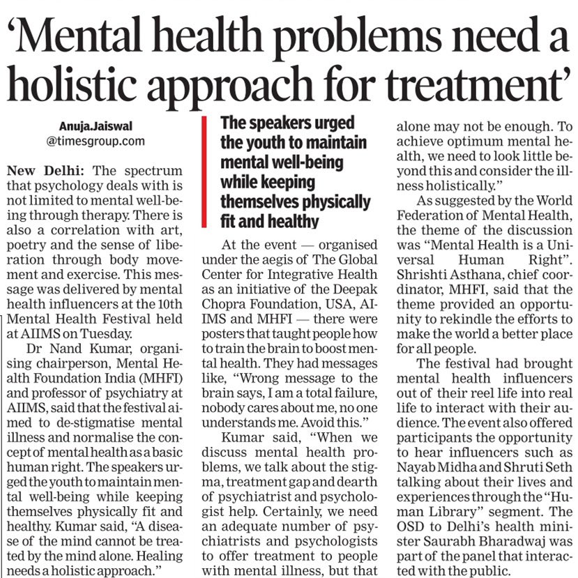 Mental health problems need a holistic approach for treatment