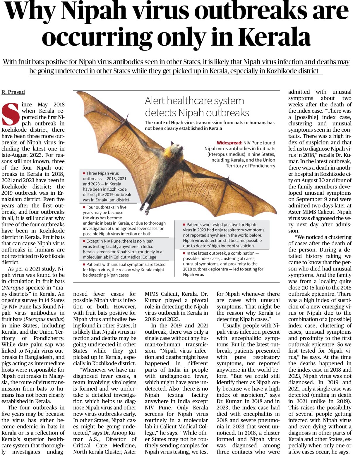 Why Nipah virus outbreaks are occurring only in Kerala